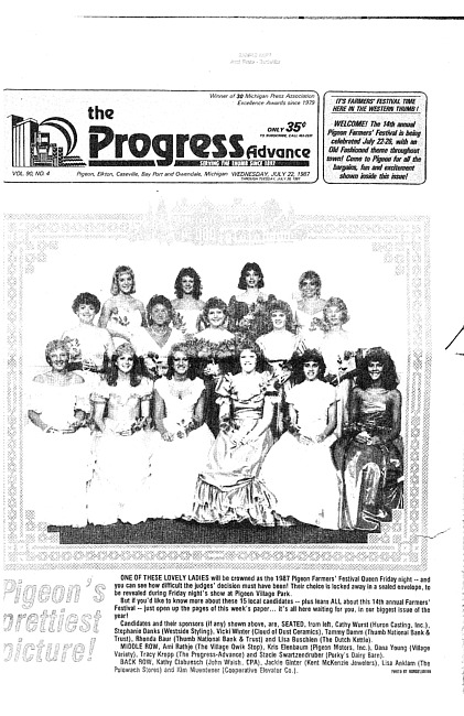 Clippings from The progress advance. Vol. 90 no. 4 (1987 July 22)