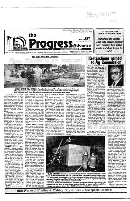 Clippings from The progress advance. Vol. 90 no. 13 (1987 September 23)