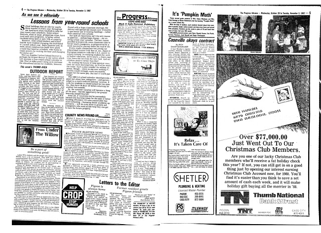 Clippings from The progress advance. Vol. 90 no. 18 (1987 October 28)