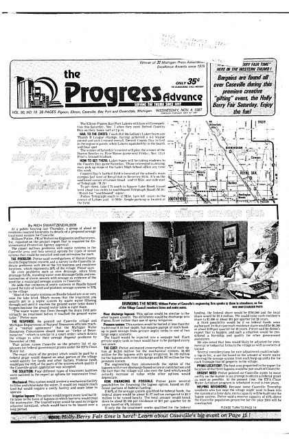 Clippings from The progress advance. Vol. 90 no. 19 (1987 November 4)