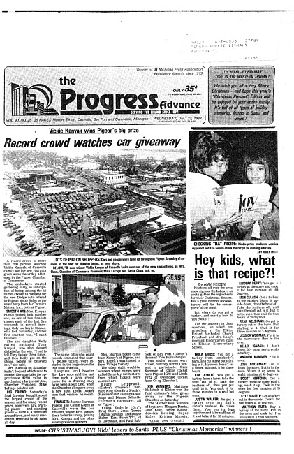 Clippings from The progress advance. Vol. 90 no. 26 (1987 December 23)