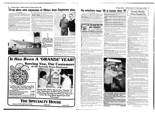 Clippings from The progress advance. Vol. 90 no. 29 (1988 January 13)