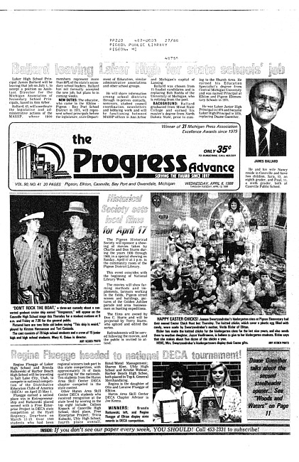 Clippings from The progress advance. Vol. 90 no. 41 (1988 April 6)