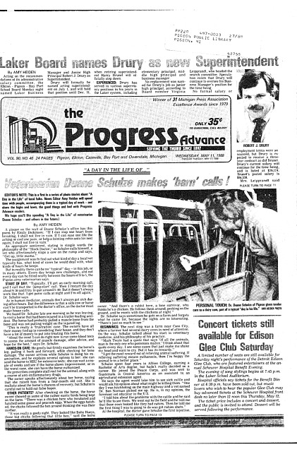 Clippings from The progress advance. Vol. 90 no. 46 (1988 May 11)