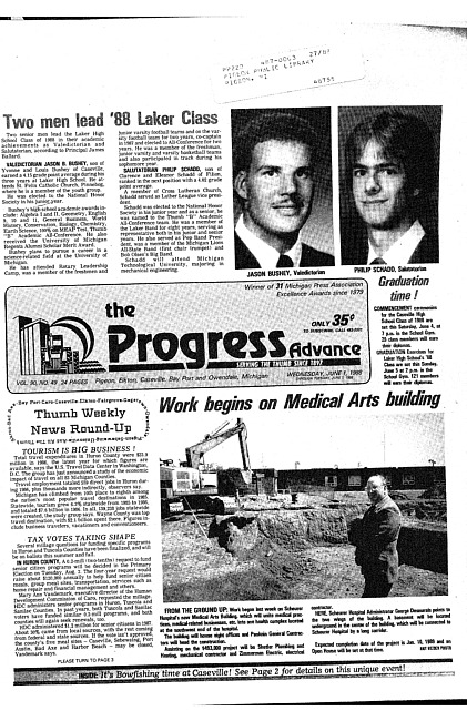 Clippings from The progress advance. Vol. 90 no. 49 (1988 June 1)