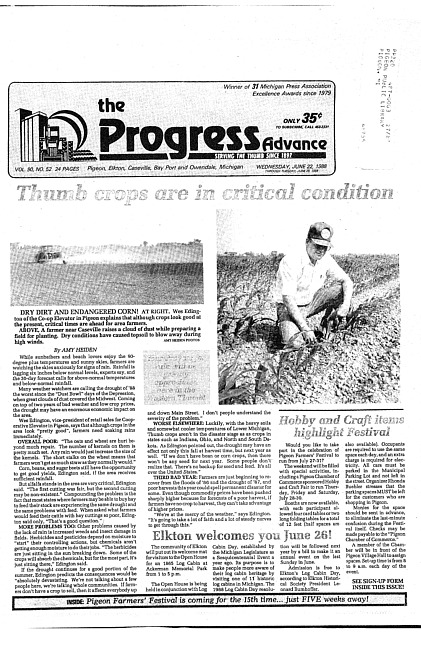 Clippings from The progress advance. Vol. 90 no. 52 (1988 June 22)