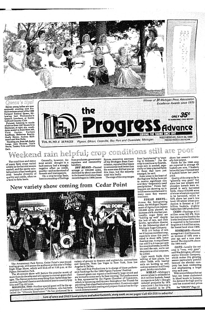 Clippings from The progress advance. Vol. 91 no. 4 (1988 July 20)