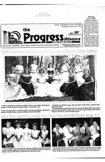 Clippings from The progress advance. Vol. 91 no. 5 (1988 July 27)