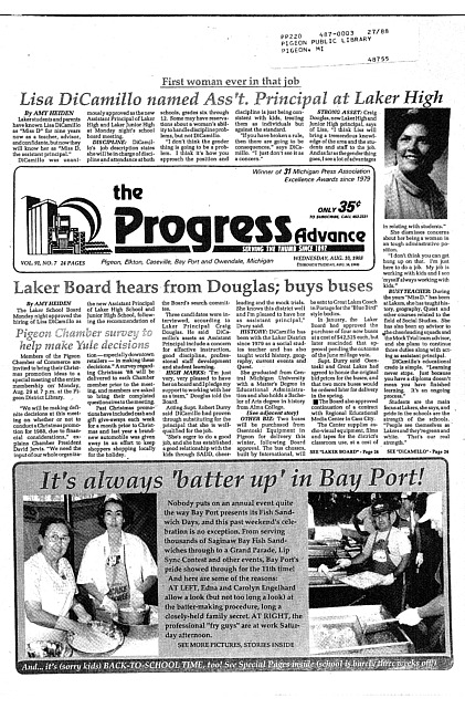 Clippings from The progress advance. Vol. 91 no. 7 (1988 August 10)