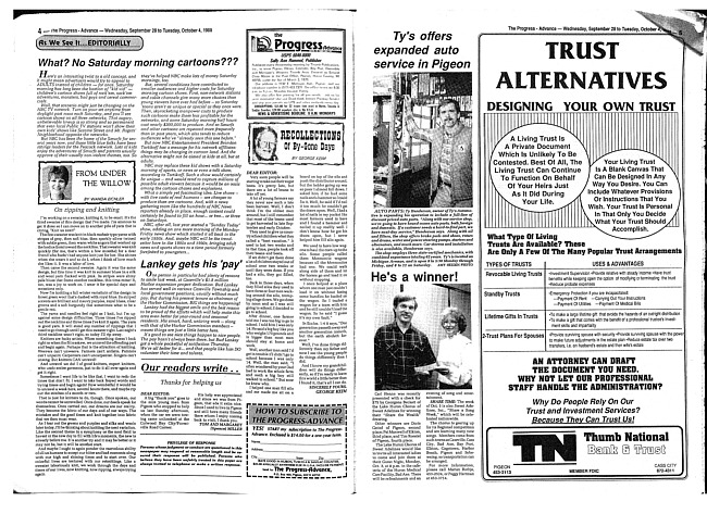 Clippings from The progress advance. Vol. 91 no. 14 (1988 September 28)