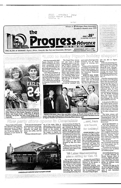 Clippings from The progress advance. Vol. 91 no. 15 (1988 October 5)