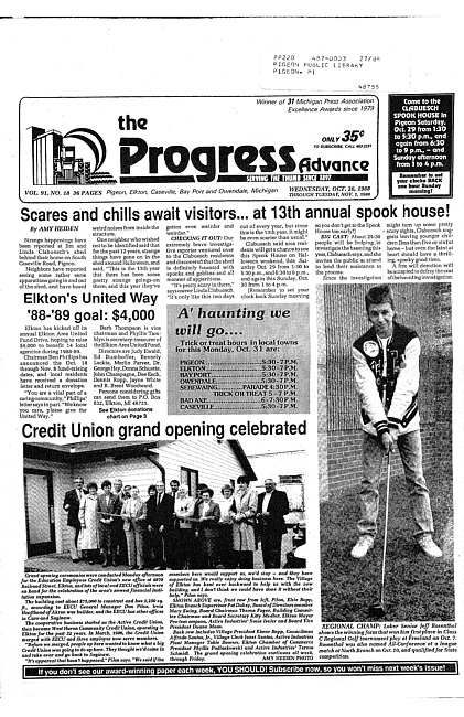 Clippings from The progress advance. Vol. 91 no. 18 (1988 November 26)