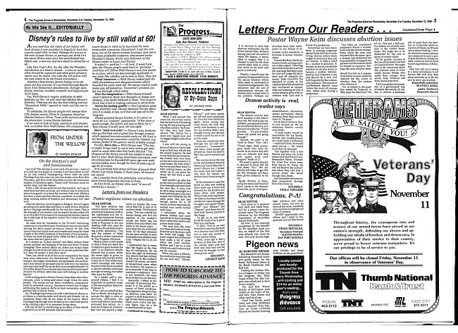 Clippings from The progress advance. Vol. 91 no. 19 (1988 November 9)