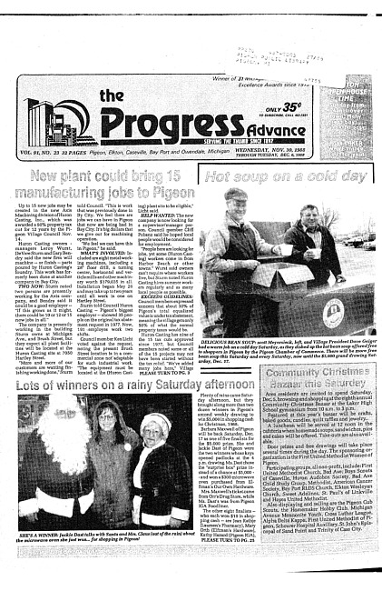 Clippings from The progress advance. Vol. 91 no. 23 (1988 November 30)