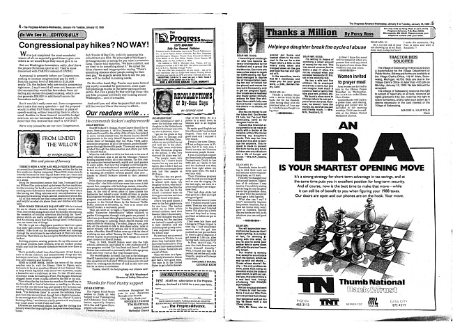 Clippings from The progress advance. Vol. 91 no. 28 (1989 January 4)