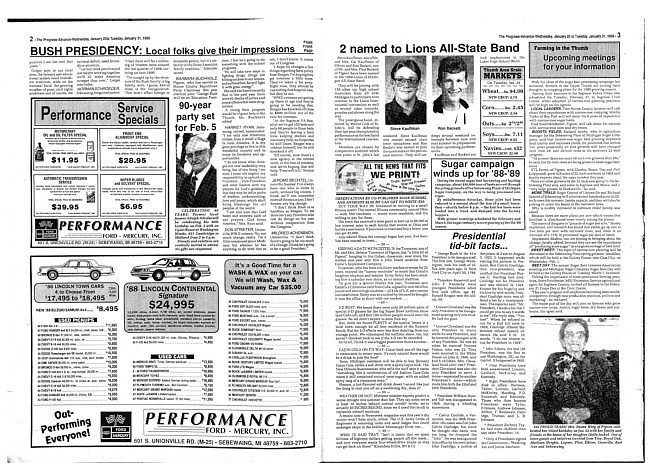 Clippings from The progress advance. Vol. 91 no. 31 (1989 January 25)