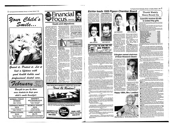 Clippings from The progress advance. Vol. 91 no. 32 (1989 February 1)