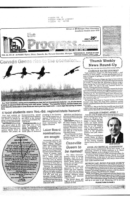 Clippings from The progress advance. Vol. 91 no. 40 (1989 March 29)