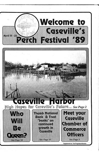 Clippings from The progress advance. (1989 April 12), Caseville Perch Festival edition