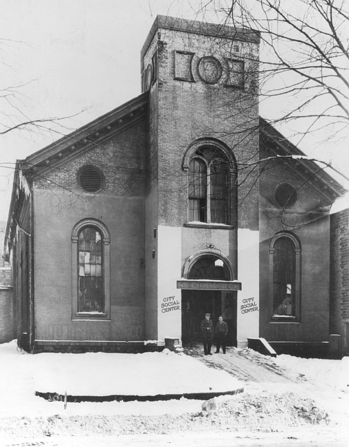 Front view of City Social Center, previously First Christian Reformed Church