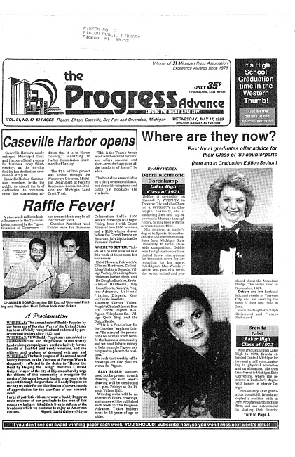 Clippings from The progress advance. Vol. 91 no. 47 (1989 May 17)