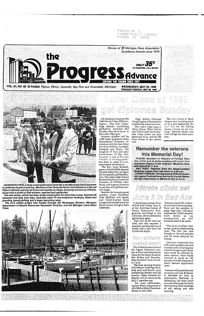 Clippings from The progress advance. Vol. 91 no. 48 (1989 May 24)