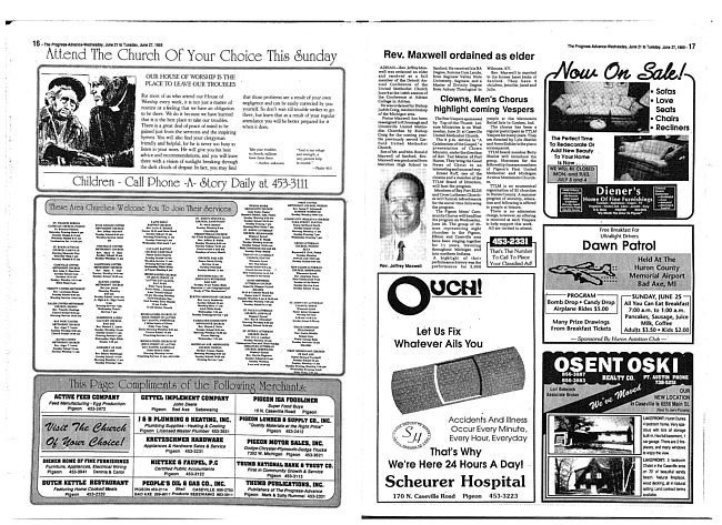 Clippings from The progress advance. Vol. 91 no. 51 (1989 June 21)