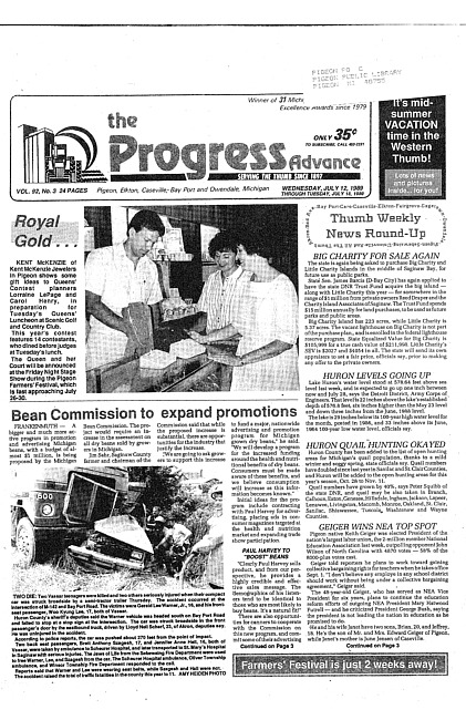 Clippings from The progress advance. Vol. 92 no. 3 (1989 July 12)