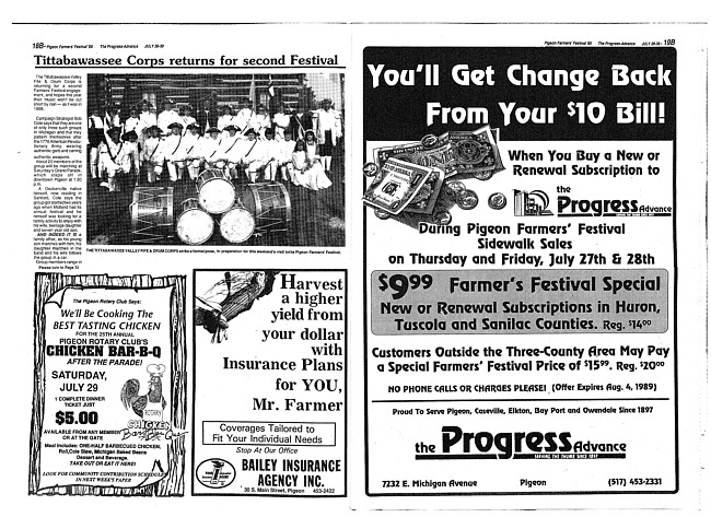 Clippings from The progress advance. Vol. 92 no. 5 (1989 July 26)