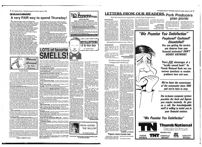 Clippings from The progress advance. Vol. 92 no. 7 (1989 August 9)