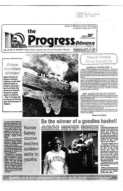 Clippings from The progress advance. Vol. 92 no. 14 (1989 September 27)