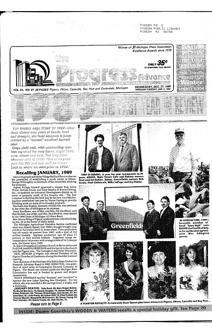 Clippings from The progress advance. Vol. 92 no. 27 (1989 December 27)