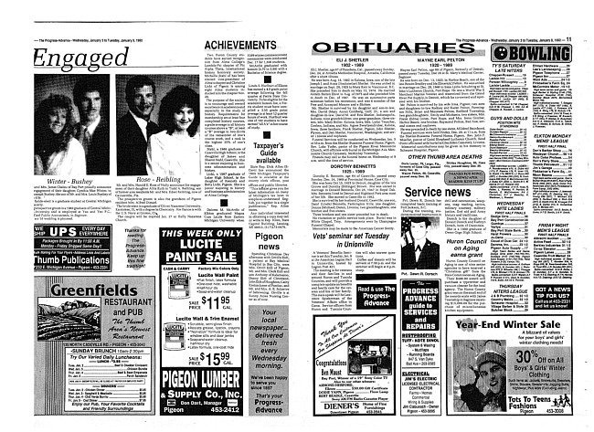 Clippings from The progress advance. Vol. 92 no. 28 (1990 January 3)