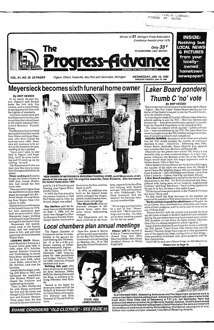 Clippings from The progress advance. Vol. 92 no. 29 (1990 January 10)