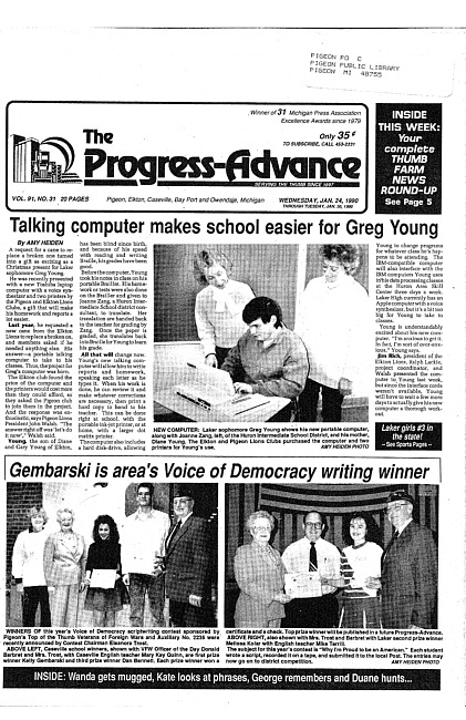 Clippings from The progress advance. Vol. 92 no. 31 (1990 January 24)