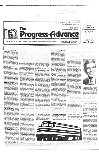 Clippings from The progress advance. Vol. 92 no. 45 (1990 May 2)