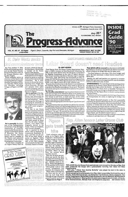 Clippings from The progress advance. Vol. 92 no. 47 (1990 May 16)