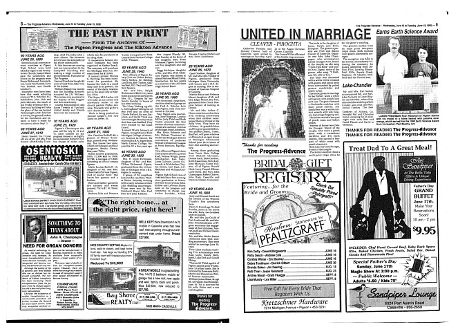 Clippings from The progress advance. Vol. 92 no. 51 (1990 June 13)