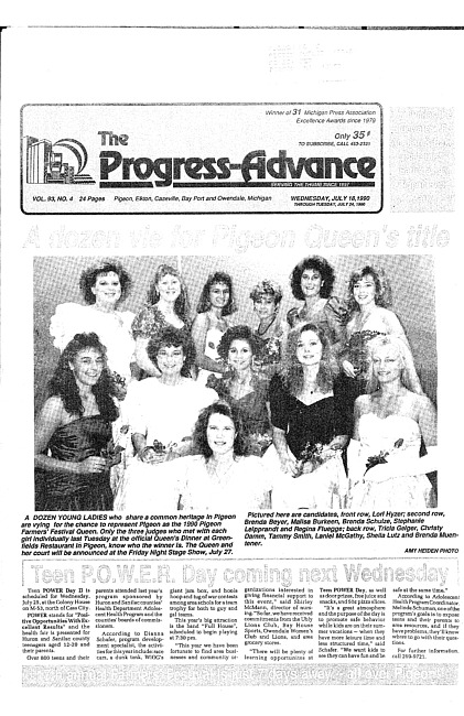 Clippings from The progress advance. Vol. 93 no. 4 (1990 July 18)