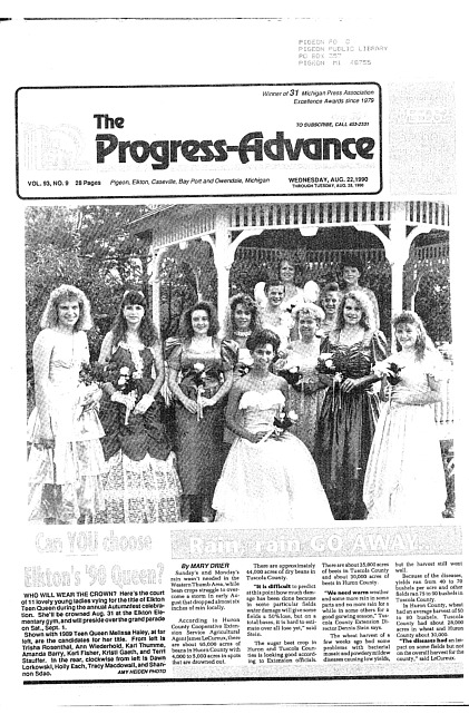 Clippings from The progress advance. Vol. 93 no. 9 (1990 August 22)