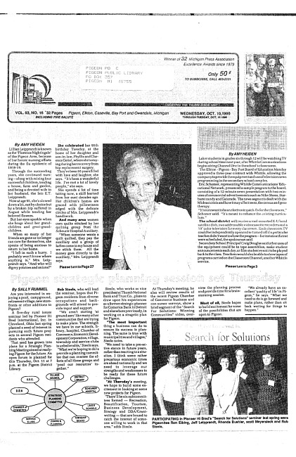 Clippings from The progress advance. Vol. 93 no. 16 (1990 October 10)