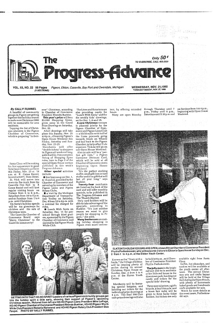 Clippings from The progress advance. Vol. 93 no. 22 (1990 November 21)