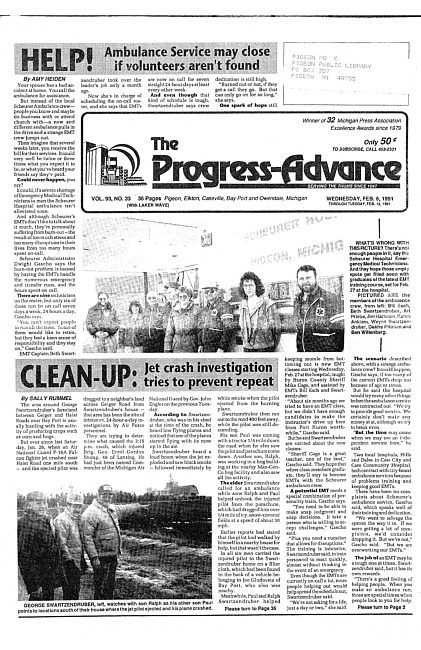 Clippings from The progress advance. Vol. 93 no. 33 (1991 February 6)