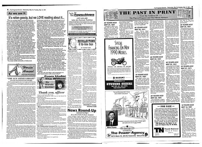 Clippings from The progress advance. Vol. 93 no. 46 (1991 May 8)