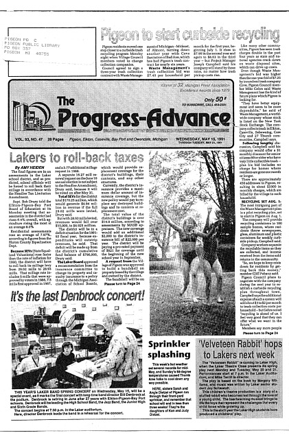 Clippings from The progress advance. Vol. 93 no. 47 (1991 May 15)