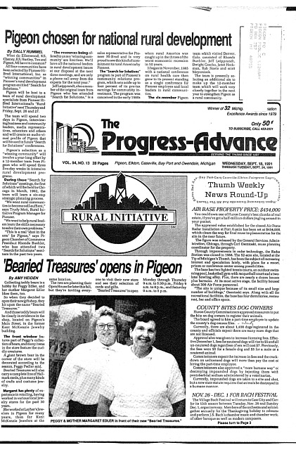 Clippings from The progress advance. Vol. 94 no. 13 (1991 September 18)