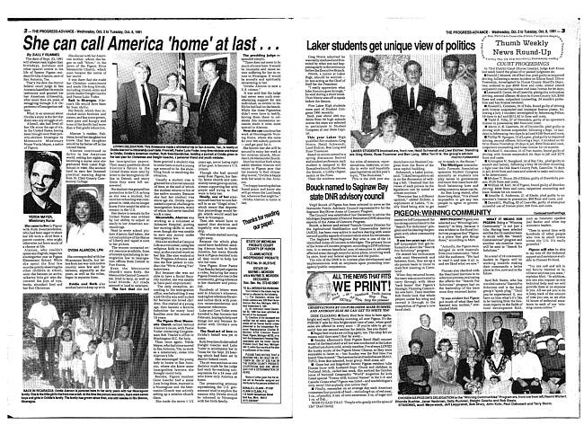 Clippings from The progress advance. Vol. 94 no. 15 (1991 October 2)