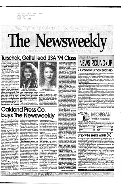 Clippings from The newsweekly. (1994 March 1)