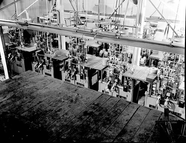 View of machines used for packing shot at the Daisy Manufacturing Company