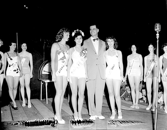 Govenor G. Mennen Williams with contestants in Miss Plymouth Beauty Pageant